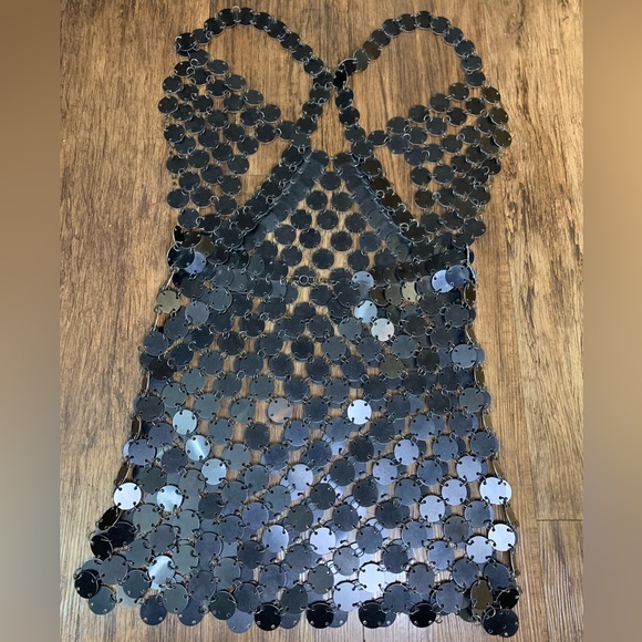 FANNIE SCHIAVONI Metal Mesh Dress. Size S - Picture 3 of 7